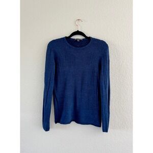 John Varvatos Mens Blue Linen Alpaca Cotton Textured Crewneck Sweater M